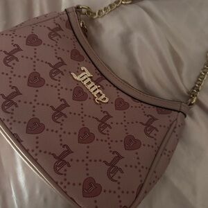 Juicy Couture Mauve Heart Pattern Shoulder Bag